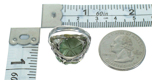 Turquoise Genuine Sterling Silver Flower Dragonfly Jewelry Ring Size 6-3/4 RX88123